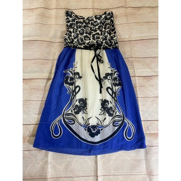 Anthropologie Maeve Women's Blue Silk Blend Multi Floral Dress - 6 - Picture 11 of 13